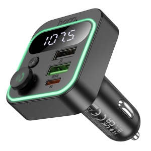 Transmiter FM Bluetooth Hoco E85, 2x USB A 1x USB C PD 20W, QC 3.0, barva černá