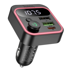 Transmiter FM Bluetooth Hoco E85, 2x USB A 1x USB C PD 20W, QC 3.0, barva černá