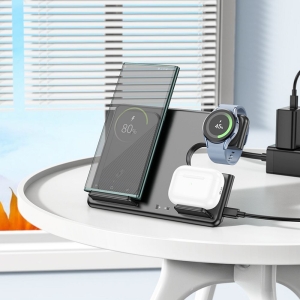 Indukční nabíječka HOCO CQ2, 15W, 3v1 - Samsung, Samsung Watch, Galaxy Buds, černá