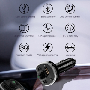 Transmiter FM Bluetooth Yesido Y39, 2x USB A, Micro SD, 10W, barva černá