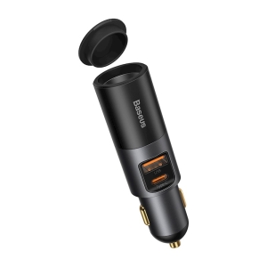 CL adaptér Baseus, 1x USB A 1x USB C, CL hnízdo, PD 120W, černá