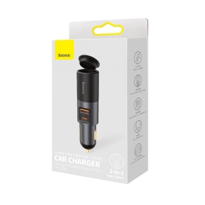 CL adaptér Baseus, 1x USB A 1x USB C, CL hnízdo, PD 120W, černá