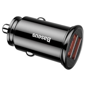 CL adaptér Baseus Dual, 2x USB A, QC 3.0, PD 30W, černá