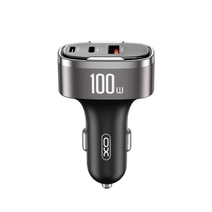 CL adaptér XO (CC61) 1x USB A, 1x USB C, 1x Lightning, QC 3.0, PD 100W, grey