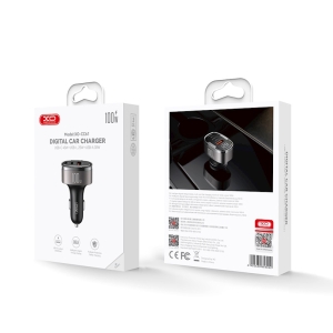 CL adaptér XO (CC61) 1x USB A, 1x USB C, 1x Lightning, QC 3.0, PD 100W, grey