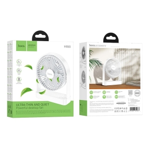 Mini stolní ventilátor Hoco HX65, ultratenký, 3 rychlosti, barva bílá