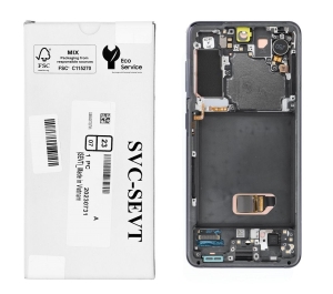ServicePack LCD Display SAMSUNG S21 5G G991B GH82-27257A with frame gray