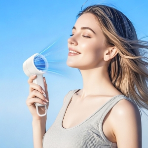 Mini přenosný ventilátor Hoco HX63, digitální display, 5 rychlostí, barva bílá