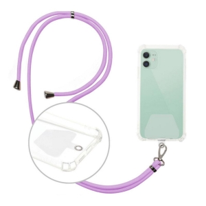 Šňůrka na mobil s držákem pro pouzdra, šířka 0,5cm, barva fialová