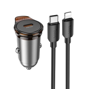 CL adaptér HOCO NZ16, 1x USB C, kabel USB C na Lightning, PD 30W, barva šedá
