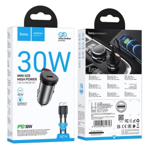 CL adaptér HOCO NZ16, 1x USB C, kabel USB C na Lightning, PD 30W, barva šedá