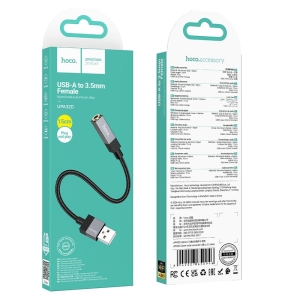 Kabel AUX (Hoco UPA32D) USBA A na Jack 3,5mm, 15cm, barva černá