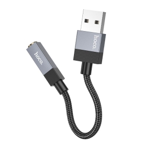 Kabel AUX (Hoco UPA32D) USBA A na Jack 3,5mm, 15cm, barva černá