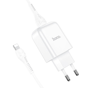 Cestovní nabíječ HOCO N2 Vigour 1x USB A (2A) + kabel USB A na Lightning, barva bílá