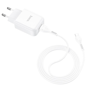 Cestovní nabíječ HOCO N2 Vigour 1x USB A (2A) + kabel USB A na Lightning, barva bílá