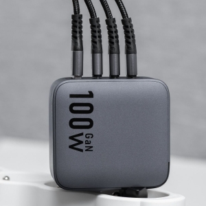 Nabíječka telefonu Forcell F-Energy GaN 3 x USB C + USB A QC4.0 PD 100W, šedá