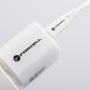 Nabíječka Forcell F-Energy GaN III Crystal Color USB C + USB A QC4.0 PD 33W + kabel USB C na USB C, bílá