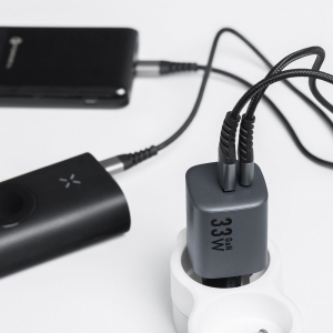 Nabíječka telefonu Forcell F-Energy GaN USB C + USB A QC4.0 PD 33W, šedá
