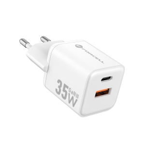 Nabíječka telefonu Forcell F-Energy Mini GaN III USB C + USB A QC4.0 PD 35W, bílá