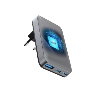 Nabíječka telefonu Forcell F-Energy Ultra Slim GaN III 2 x USB C + USB A QC4.0 PD 65W, šedá