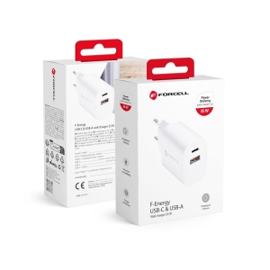 Nabíječka telefonu Forcell F-Energy USB C + USB A QC4.0 PD 30W, bílá