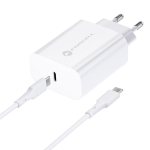 Nabíječka telefonu Forcell F-Energy USB C QC4.0 PD 25W + kabel USB C na USB C, bílá