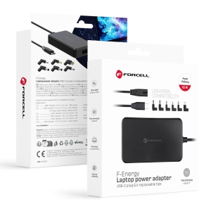 Forcell F-Energy E856 - Univerzální 65W napájecí adaptér pro notebook (6 typů koncovek adaptérů) černá