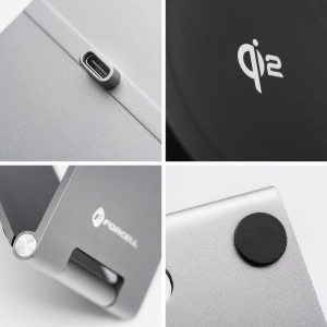 Bezdrátová nabíječka Forcell F-Energy Flip Charge USB-C Qi2 15W kompatibilní s MagSafe, stříbrná