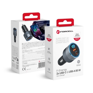 Autonabíječka Forcell F-Energy Alu 2 x USB C + USB A QC4.0 PD SFC2.0 85W šedá