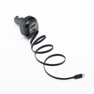 Autonabíječka Forcell F-Energy Alu USB C + USB A + navíjecí kabel USB C PD QC4.0 SFC2.0 3A 75W černá