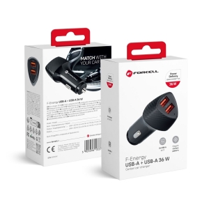 Autonabíječka Forcell F-Energy Carbon 2 x USB A QC3.0 3A 36W, černá