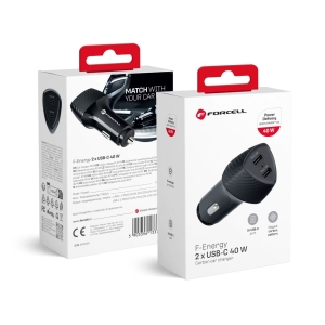 Autonabíječka Forcell F-Energy Carbon 2 x USB C QC3.0 PD 3A 40W, černá