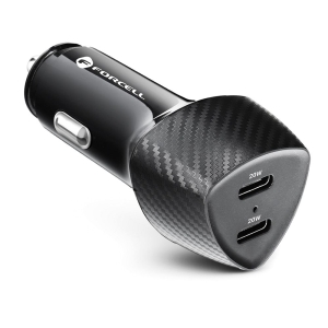 Autonabíječka Forcell F-Energy Carbon 2 x USB C QC3.0 PD 3A 40W, černá