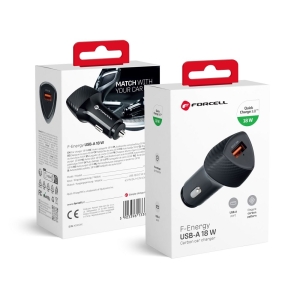 Autonabíječka Forcell F-Energy Carbon USB A QC3.0 3A 18W, černá