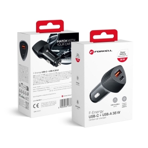 Autonabíječka Forcell F-Energy Carbon USB C + USB A QC3.0 PD 3A 38W, černá