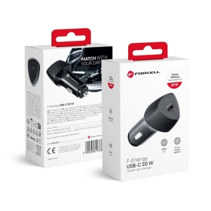 Autonabíječka Forcell F-Energy Carbon USB C QC3.0 PD 3A 20W, černá