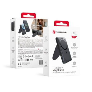 Powerbanka kompatibilní s MagSafe Forcell F-Energy MagStand QC3.0 PD 20W 10000 mAh, černá