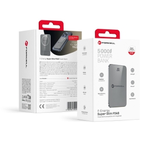 Powerbanka kompatibilní s MagSafe Forcell F-Energy SuperSlim QC4.0 PD 15W 5000 mAh, šedá