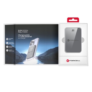 Powerbanka kompatibilní s MagSafe Forcell F-Energy SuperSlim QC4.0 PD 15W 5000 mAh, šedá