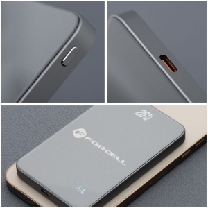 Powerbanka kompatibilní s MagSafe Forcell F-Energy SuperSlim QC4.0 PD 15W 5000 mAh, šedá