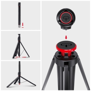 FORCELL F-GRIP automatická selfie tyč (33 až 177cm) s bezdrátovým dálkovým ovládáním, stativ, černá