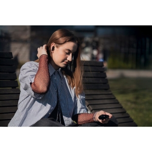 TWS sluchátka Forcell F-Audio TWS, basový procesor, ANC + ENC + aplikace TUYA, černá