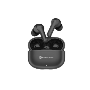 TWS sluchátka Forcell F-Audio TWS, basový procesor, ANC + ENC + aplikace TUYA, černá