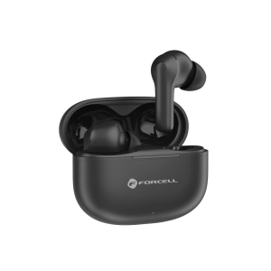 TWS sluchátka Forcell F-Audio TWS, basový procesor, ANC + ENC + aplikace TUYA, černá