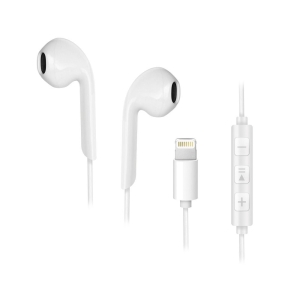Sluchátka Forcell F-Audio HR-ME25 s mikrofonem Lightning, bílá
