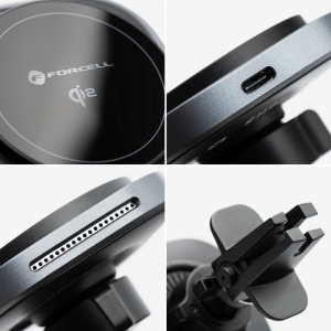 FORCELL F-GRIP Air Mag (F-07) indukční nabíjecí držák Qi2 pro MagSafe, do mřížky ventilátoru, stříbrná