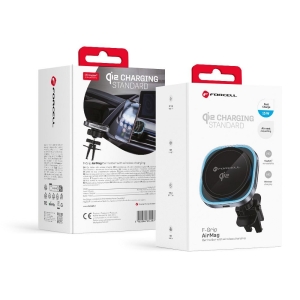 FORCELL F-GRIP Air Mag (F-07) indukční nabíjecí držák Qi2 pro MagSafe, do mřížky ventilátoru, stříbrná