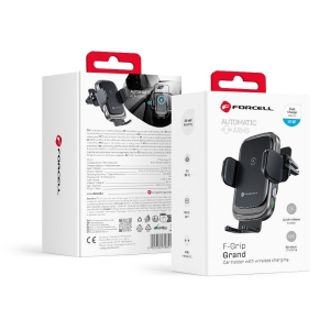 Držák FORCELL F-GRIP Grand  (F-24) do mřížky ventilátoru, s indukčním nabíjením 15W, stříbrný