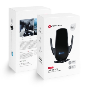 Forcell F-Grip HS1 Qi 15W indukční automatický držák telefonu do auta na čelní sklo/mřížku, černý