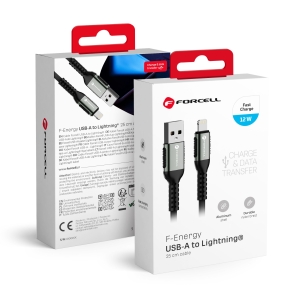 Kabel USB A na Lightning Forcell F-Energy 2.4A 12W Cafule 0.25 m černý